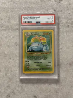 1999 Pokemon Game Venusaur Holo Card 15/102 PSA 8 NM-MT - Image 1