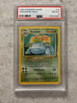1999 Pokemon Game Venusaur Holo Card 15/102 PSA 8 NM-MT - Image 2