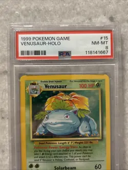 1999 Pokemon Game Venusaur Holo Card 15/102 PSA 8 NM-MT - Image 3