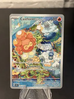 Pokemon TCG Castform Sunny Form IR Holo Card Surging Sparks 195/191SV08 - Image 1
