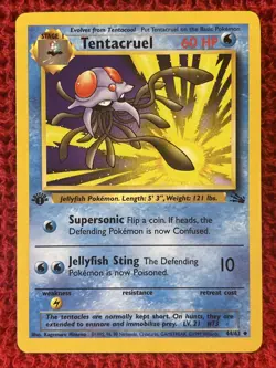 Tentacruel 44/62 Fossil 1st Edition Non-Holo Uncommon Pokemon Card LP - Image 1