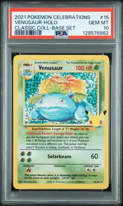 2021 Pokemon Celebrations Classic Collection Venusaur #15 Holo PSA 10 Gem Mint - Image 1