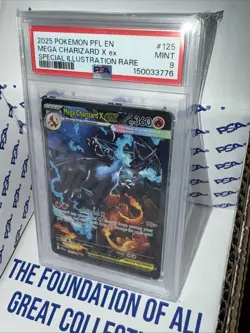 2025 POKEMON PFL SPECIAL ILLUSTRATION RARE #125 MEGA CHARIZARD X EX PSA 9 MNT!! - Image 3