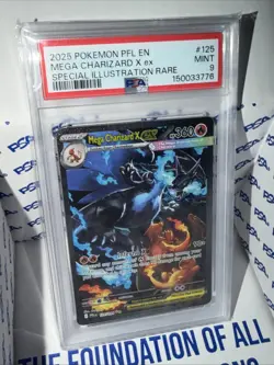 2025 POKEMON PFL SPECIAL ILLUSTRATION RARE #125 MEGA CHARIZARD X EX PSA 9 MNT!! - Image 4