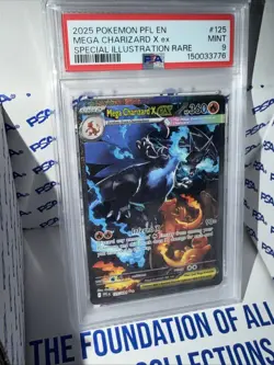 2025 POKEMON PFL SPECIAL ILLUSTRATION RARE #125 MEGA CHARIZARD X EX PSA 9 MNT!! - Image 5