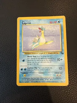Lapras 10/62 Holo Rare Fossil Pokemon - Damaged - Image 1