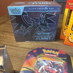 Pokemon TCG Phantasmal Flames ETB Booster Bundle Pokemon Day | Charizard Tins - Image 5