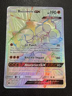 BUZZWOLE GX 2017 POKEMON SUN & MOON CRIMSON INVASION SECRET RARE LP - Image 1