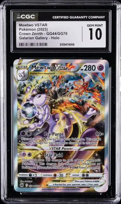 2023 POKEMON CROWN ZENITH GALARIAN GALLERY HOLO MEWTWO VSTAR CGC 10 GEM MINT - Image 1