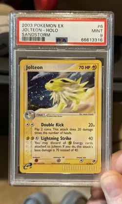 2003 Pokemon EX Sandstorm Jolteon Holo 6/100 PSA 9 Mint - Image 1