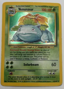 Pokemon Venusaur Base Set Holo Rare 15/102 100 HP Stage 2 1999 Wizards Card - Image 2