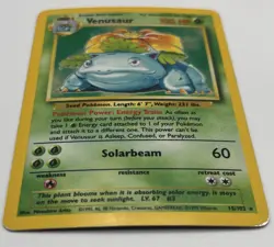 Pokemon Venusaur Base Set Holo Rare 15/102 100 HP Stage 2 1999 Wizards Card - Image 3