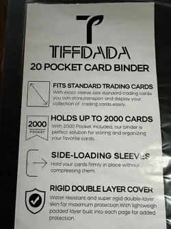 Pokemon TCG Card Binder 20 Pocket Zipper Album Holds 2000 Sports Cards Side Load - Image 5