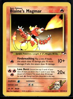 2000 Pokemon Gym Heroes 37 Blaines Magmar LP - Image 1