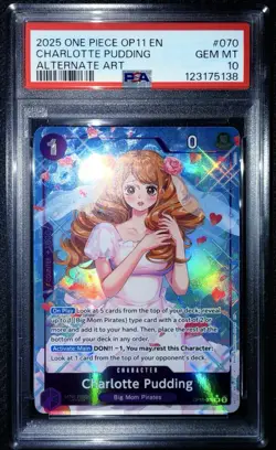 One Piece • Charlotte Pudding OP11-070 Alt Art - A Fist Of Divine Speed • PSA 10 - Image 1
