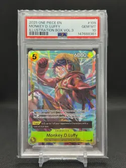 2025 ONE PIECE PROMOS ILLUSTRATION BOX VOL.3 #109 MONKEY D. LUFFY PSA 10 - Image 1