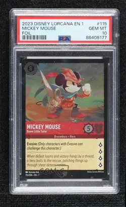 2023 Lorcana The First Chapter 1 Foil Mickey Mouse - Brave Little Tailor PSA 10 - Image 1