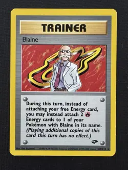Pokemon Blaine 100/132 Gym Challenge Trainer Regular Rare Wizards TCG Card - Image 1