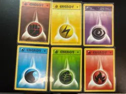 Pokemon 1st EDITION SHADOWLESS Energy Cards #97-102 - 6 Card Lot - LP - Image 1