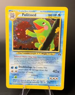 Politoed 8/75 Holo Rare With Swirl Neo Discovery Creased Vintage Pokemon Card - Image 1