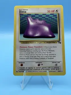 Pokemon Card Fossil Regular Rare Ditto 18/62 WOTC Vintage A - Image 1