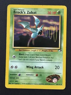 Pokemon Brock's Zubat 24/132 Gym Challenge Basic Regular Rare 30HP TCG Card - Image 1