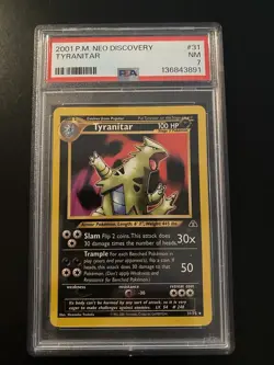 Vintage 2001 P.M. Neo Discovery TYRANITAR Pokemon Card #31: PSA 7 NM (Near Mint) - Image 1