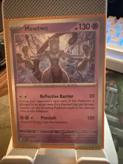 Pokemon Mewtwo 150/165 Reverse Holo Rare Scarlet & Violet Card NM Condition - Image 1