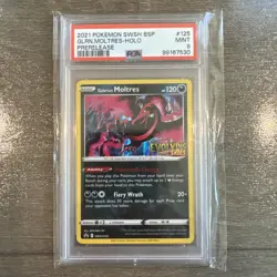 2021 POKEMON SWSH BSP PRERELEASE #125 GALARIAN MOLTRES-HOLO PSA 9 - Image 1