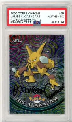 PSA Signed James Carter Cathcart 2000 Topps Chrome Pokemon T.V. #65 Alakazam - Image 1