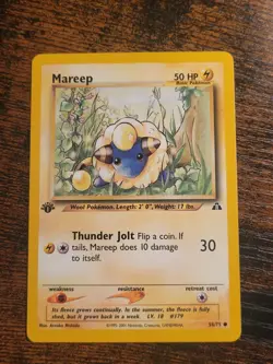 Mareep 58/75 Common 1st Edition Neo Discovery Pokemon TCG Vintage 2001 NM - Image 1
