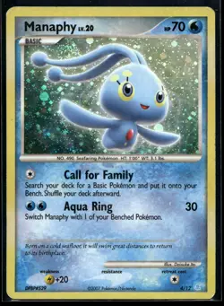 2007 Pokemon Diamond and Pearl 4 Manaphy Holo SWIRL LP - Image 1