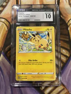 Pikachu 049/195 Pokemon SILVER TEMPEST Common - CGC 10 Gem Mint 🔥 - Image 1