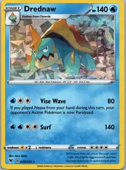 Pokemon TCG Drednaw 39/185 Vivid Voltage Cracked Ice Holo LP - Image 1