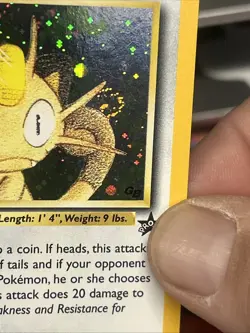 Pokemon Meowth Black Star Promo Holo #52 WOTC 10/53 Square Cut Error With Swirl - Image 2