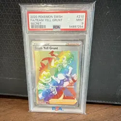 POKEMON TEAM YELL GRUNT 210/202 SWSH01 SECRET RARE HOLO PSA 9 - Image 1