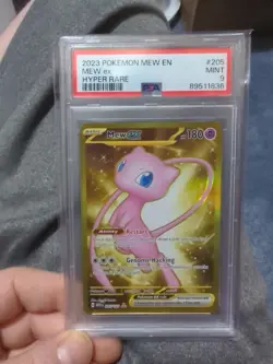 PSA 9 Mew EX Gold 205/165 English Pokemon 151 Scarlet & Violet Hyper Rare Holo - Image 1