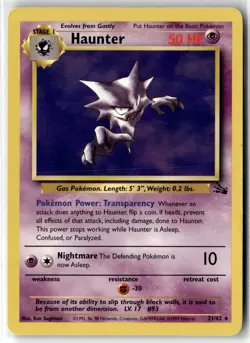 Haunter ⭐ 21/62 Rare Fossil 1999 Pokemon NM/LP - Image 1