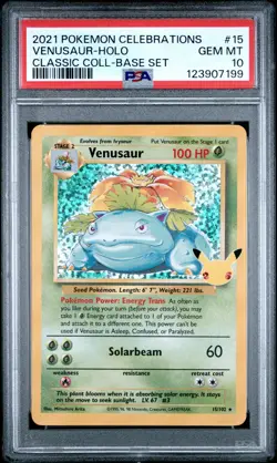 Venusaur 15 2021 Pokemon Celebrations Classic Collection PSA 10 - Image 1