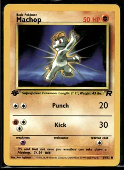 2000 Pokemon Rocket 59 Machop 1st Edition LP - Image 1
