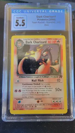 CGC 5.5 - SWIRL - Dark Charizard 4/82 - Team Rocket Holo - Pokemon TCG - Image 1