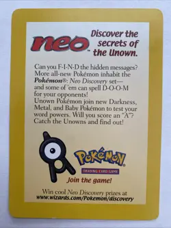 Pokemon TCG Neo Discovery Wizards of the Coast Promo Card Pichu & Unown LP - Image 2