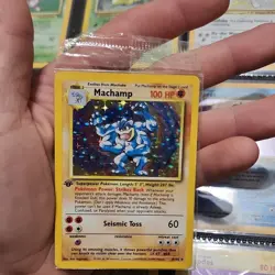 Pokemon Machamp Base Set Holo 1st Edition Rare Card 8/102 English 1999 Orig Seal - Image 1