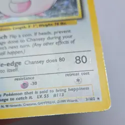 Pokemon Chansey Holo Rare Base Set 3/102 120 HP 1999 Wizards Single Card - Image 3