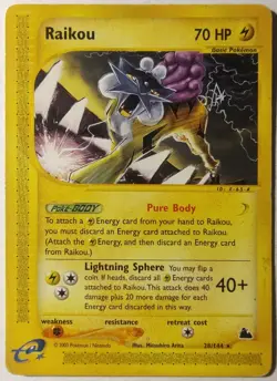 Raikou 28/144 - Pokemon Rare - e-Card Series Skyridge 2003 - MP - Image 1