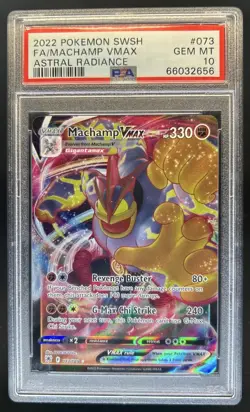 2022 Pokemon SWSH Astral Radiance Machamp VMAX Ultra Rare #073/189 PSA 10 - Image 1