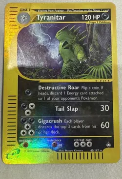 Pokemon 2003 Tyranitar 40/147 Aquapolis Reverse Holo Card - Image 1