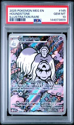 2025 POKEMON MEG EN-MEGA EVOLUTION ILLUSTRATION RARE #145 HOUNDSTONE PSA 10 - Image 1