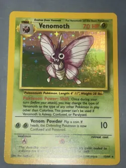Pokemon Venomoth Jungle no symbol 13/64 Holo Rare 70 HP Stage 1 1999 Vintage - Image 1