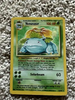 Pokemon Venusaur Base Set 15/102 Holo TCG Base Set w/ Protector - Image 3